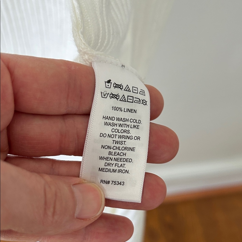 Tahari Sweater Women’s M White Linen Open Front Duster Romantic Feminine - Picture 7 of 16